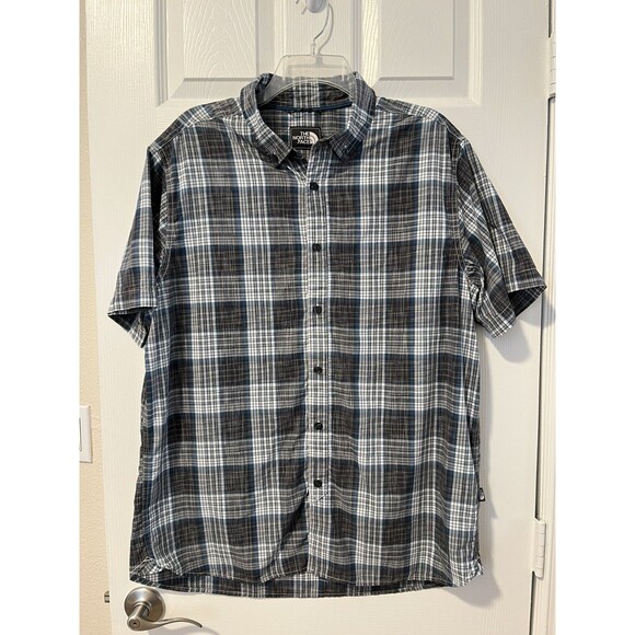 The North Face Other - THE NORTH FACE Plaid Striped Nylon Short Sleeve Button Shirt Men’s Size XL
